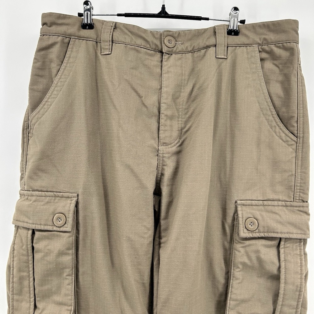Tactical Cargo Pants Mens 36x31 Khaki Fleece Lined Outdoor Utility - Picture 2 of 13